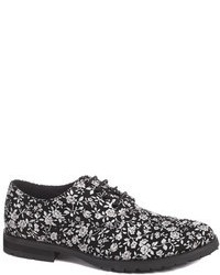 Black Floral Suede Derby Shoes