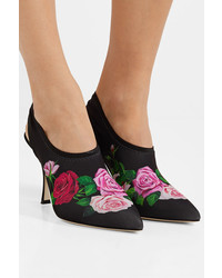 Dolce & Gabbana Floral Print Stretch Jersey Slingback Pumps