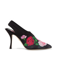 Dolce & Gabbana Floral Print Stretch Jersey Slingback Pumps
