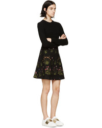 Valentino Black Knit Floral Sweater Dress