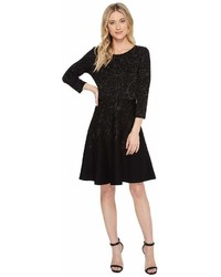 Taylor Floral Metallic Fit And Flare Sweater Knit Dress Dress