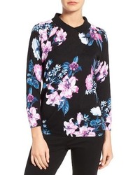 CeCe Floral Garden Collared Sweater