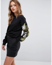 Weekday Sweatshirt With Floral Embroidary Arm