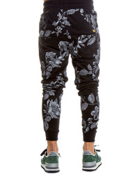 Arsnl The Haru Dropcrotch Sweatpant In Grey Floral