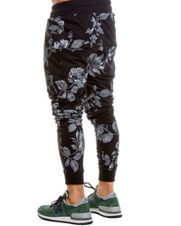 Arsnl The Haru Dropcrotch Sweatpant In Grey Floral