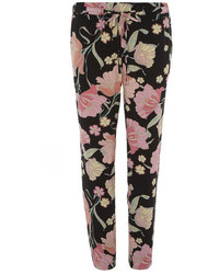 Dorothy Perkins Tall Black And Orange Pastel Floral Joggers