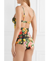 Dolce & Gabbana Cutout Floral Print Swimsuit