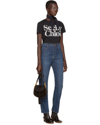 See by Chloe See By Chlo Black Floral Logo T Shirt