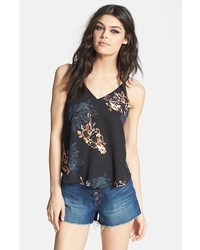 ASTR Open Back Floral Tank Black Multi Floral Small