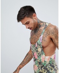 ASOS DESIGN Extreme Racer Back Vest With All Over Floral And Chain Print