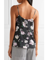 Equipment Layla Floral Print Washed Silk Camisole Black