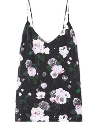 Equipment Layla Floral Print Washed Silk Camisole Black