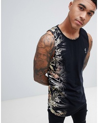 Religion Longline Vest With Curved Hem And Fade Floral Print