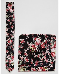 Asos Brand Tie And Pocket Square Pack In Floral Design