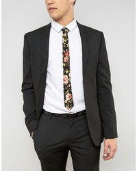 Asos Slim Tie In Dark Floral