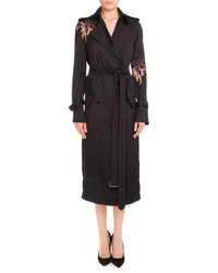 Victoria Beckham Floral Embroidered Double Breasted Trenchcoat
