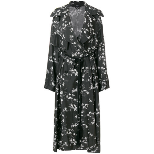 black floral trench coat