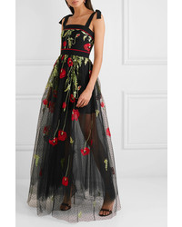 Elie Saab Embroidered Swiss Dot Tulle Gown