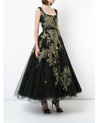 Marchesa Metallic Embroidered Tulle Gown