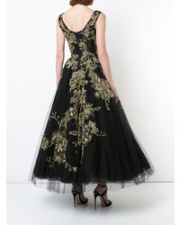 Marchesa Metallic Embroidered Tulle Gown