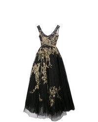 Marchesa Metallic Embroidered Tulle Gown