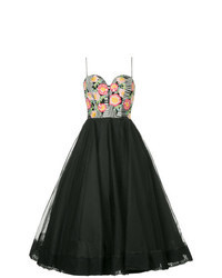 Black Floral Tulle Fit and Flare Dress
