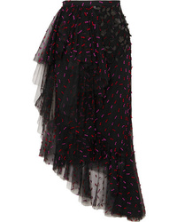Black Floral Tulle Full Skirt