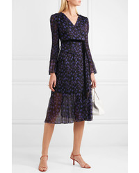Diane von Furstenberg Ani Printed Med Crinkled Silk Chiffon And Seersucker Wrap Dress