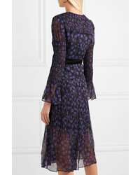 Diane von Furstenberg Ani Printed Med Crinkled Silk Chiffon And Seersucker Wrap Dress