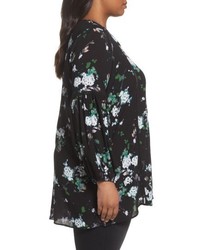 Sejour Plus Size Floral Bell Sleeve Tunic