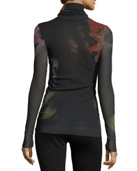 Fuzzi Floral Tulle Turtleneck Top