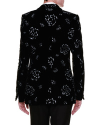 Alexander McQueen Floral Embellished Velvet Evening Jacket Black