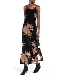 Black Floral Velvet Maxi Dress