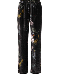 Markus Lupfer Amery Floral Print Velvet Straight Leg Pants