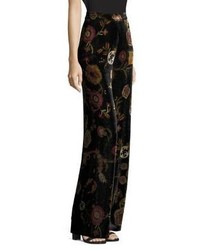 Etro Velvet Floral Print Trouser