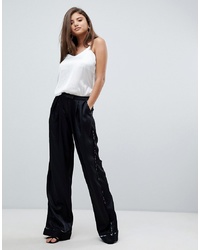 StyleStalker Avalon Wide Leg Trousers With Floral Print Piping