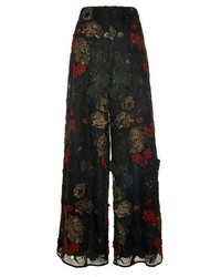 Rosetta Getty Floral Filigree Embroidered Palazzo Pants