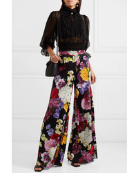 Dolce & Gabbana Floral Print Jersey Wide Leg Pants