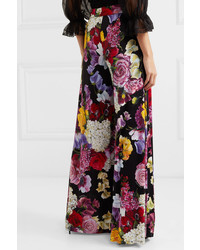 Dolce & Gabbana Floral Print Jersey Wide Leg Pants