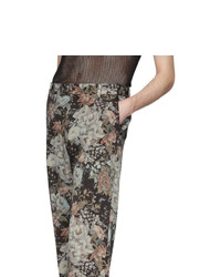 Dries Van Noten Black And Green Floral Trousers