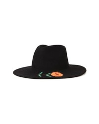 Black Floral Wool Hat