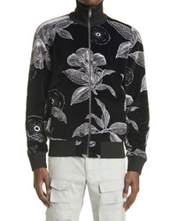 Givenchy Floral Schematics Print Velour Track Jacket