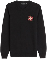 Black Fluffy Crew-neck Sweater