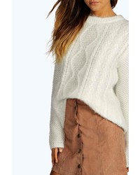 Boohoo Boutique Sheela Fluffy Knit Cable Knit Jumper