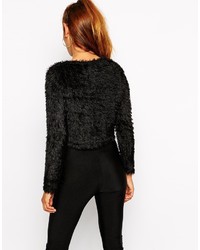 Asos Collection Cropped Sweater In Fluffy Fabric