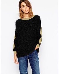 Ganni Long Sleeve Sweater With Diamond Detail On Arms