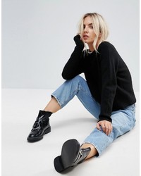Asos Petite Petite Sweater In Fluffy Yarn With Crew Neck