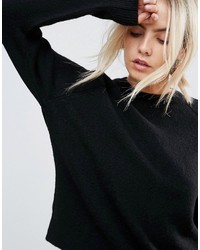 Asos Petite Petite Sweater In Fluffy Yarn With Crew Neck