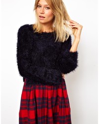 Asos Fluffy Cropped Sweater With Wide Sleeves