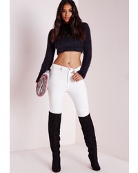 Missguided Fluffy Long Sleeve Cropped Sweater Black